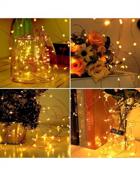 Indoor String Lights Fairy Lights 2 Pack 100 LED 33 FT Copper Wire Christmas Lights USB & Battery Powered Waterproof LED Stri...