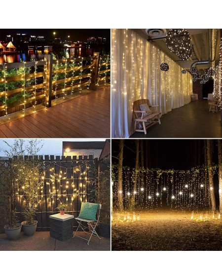 Outdoor String Lights Curtain Lights-13ftx6.5ft Safety Window Curtain Icicle String Lights with Memory 30V 8 Modes for Christ...