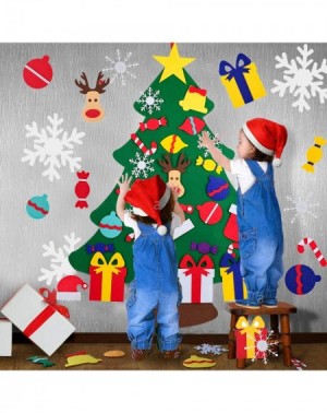 Ornaments DIY Felt Christmas Tree Set- 26pcs Detachable Ornaments- Xmas Gifts for Kids New Year Handmade Christmas Door Wall ...