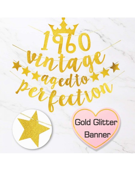 Banners 60th Birthday Party Decorations - Glitter Vintage 1960 Aged to Perfection Birthday Banner - 60 Year Old Birthday Part...