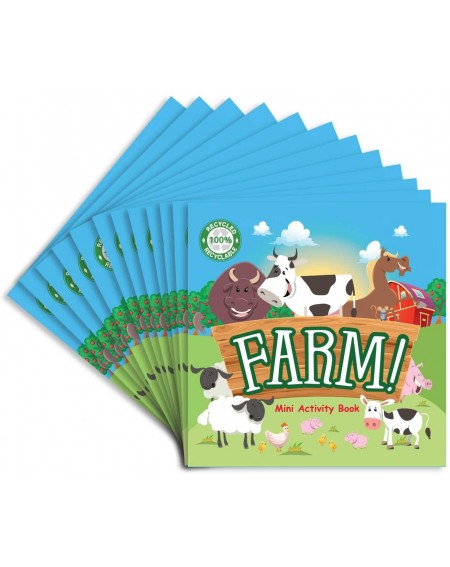 Party Favors Farm Animals Party Favors Mini Activity Books // 100% Recycled Paper Full Color // 12-pack- 4.75 x 4.75 inches -...