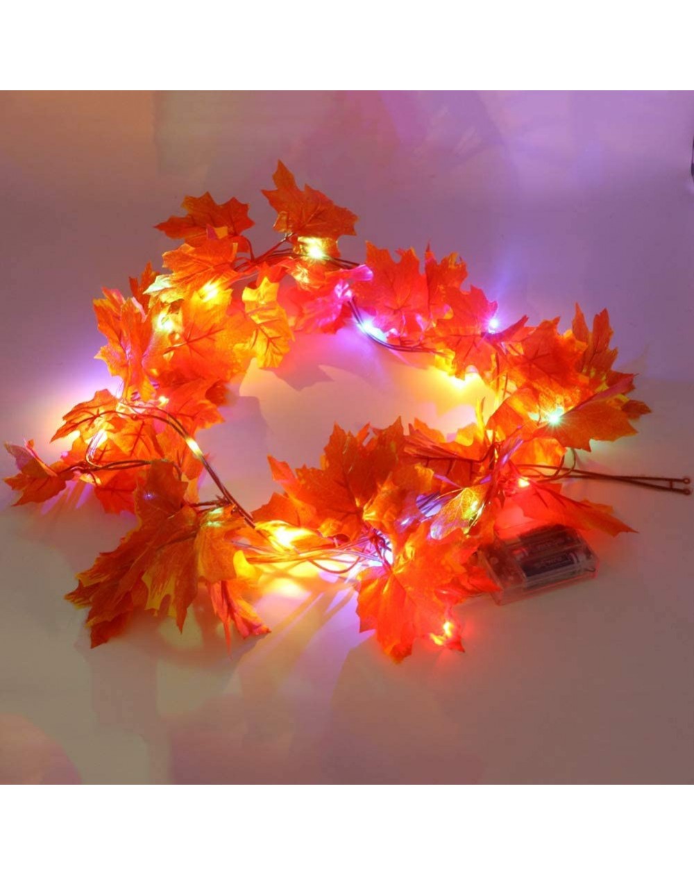Garlands 2 Pack Thanksgiving Fall Decorations Leaf Lighted Garland String Lights for Indoor Outdoor 7.55 ft Maple Leaves 40 L...