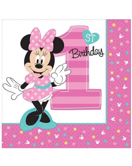 Party Packs Minnie Mouse 1st Birthday Party Kit for 8 Guests- Party Supplies- Includes Tableware- Candles- Crown and Bib - C4...