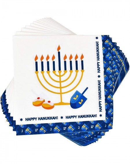 Party Favors Hanukkah Plates and Napkins for 24 Guests Includes 24 9" Dinner Plates 24 7" Dessert Plates and 48 Luncheon Napk...