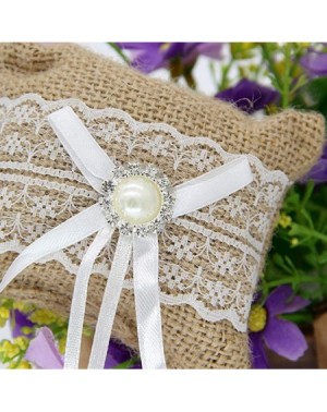 Ceremony Supplies Hessian Burlap Lace Bridal Wedding Ring Pillow 10 x 8cm Small Vintage Burlap Lace Wedding Ring Bearer Pillo...