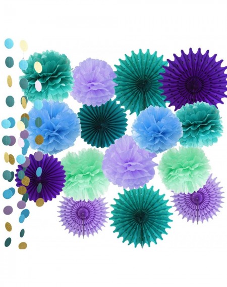 Tissue Pom Poms Mermaid Birthday Party Decorations/Under The Sea Party Teal Purple Blue Mint Tissue Pom Poms Paper Fans Baby ...