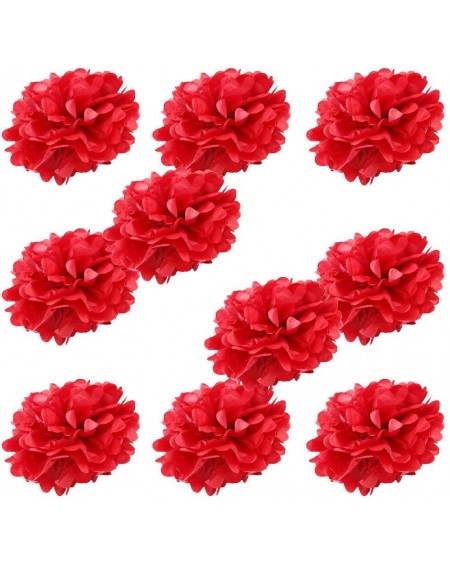 Tissue Pom Poms Set of 10 - RED 12" - (10 Pack) Tissue Pom Poms Flower Party Decorations for Weddings- Birthday- Bridal- Baby...