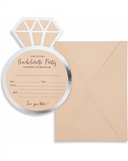 Invitations Bachelorette Party Invitations & Envelopes- 50 Pack- Diamond Rose Gold - C918WD7CAH2 $11.42