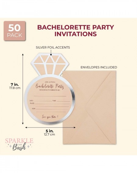 Invitations Bachelorette Party Invitations & Envelopes- 50 Pack- Diamond Rose Gold - C918WD7CAH2 $11.42