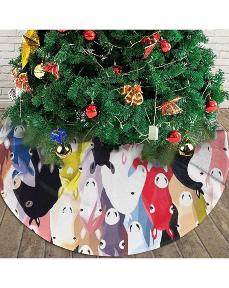 Tree Skirts Colorful Cartoon Horses Merry Christmas Tree Skirt for Xmas Holiday Party Tree Mat Decor Ornaments 36 Inch - Colo...