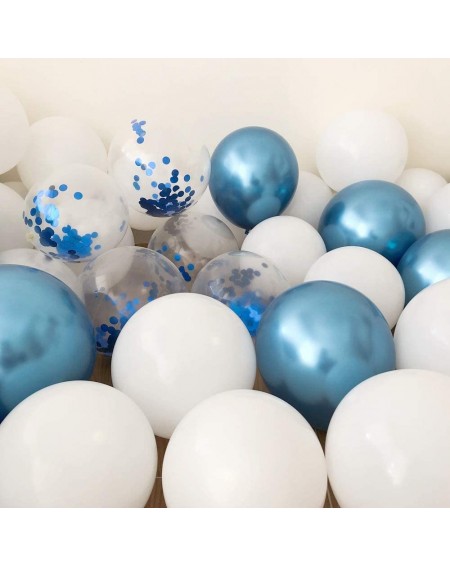 Balloons Blue Balloons 12" Party Balloons Birthday Balloons Blue and White Balloons Blue Confetti Balloons Baby Shower Decora...