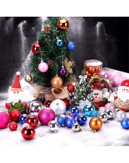 Ornaments 4cm/6cm/8cm 24pcs Christmas Tree Baubles Shatterproof Plastic Christmas Ball Ornament Tree Pendants Holiday Party F...