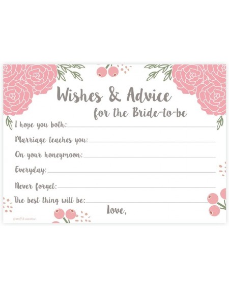 Favors Pink Blossoms Floral Bridal Wishes and Advice for Bride to Be (50 Count) Bridal Shower Activity/Game - CT17Z59OQZQ $22.18
