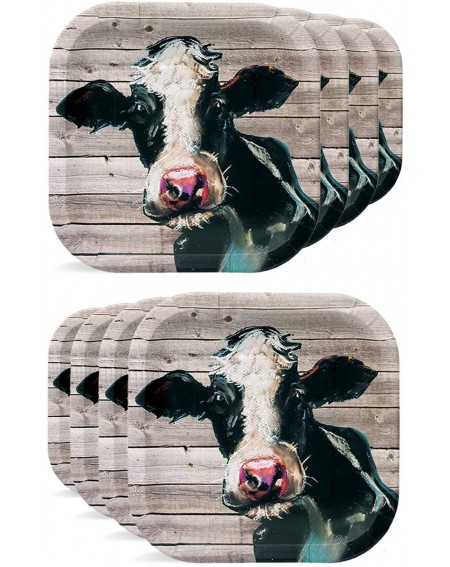 Tableware Cow Party Plates - Barnwood Party Plates Set with Cow for Camping- Family Picnics- Birthday Parties & Outdoor Party...