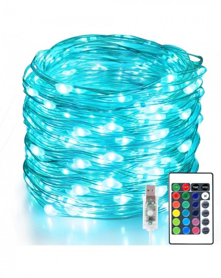 Indoor String Lights Fairy Lights 100 LED 33 FT Christmas Lights USB Plug in String Lights- 16 Colors Changing Silver Wire Fi...
