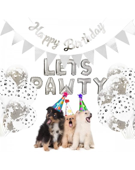 Balloons Lets PAWTY Decor for Dog Cat- 23Pcs/Set Party Decor Kits- Balloons Birthday Banners Party Supplies for Dog Cat Pets ...