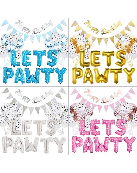 Balloons Lets PAWTY Decor for Dog Cat- 23Pcs/Set Party Decor Kits- Balloons Birthday Banners Party Supplies for Dog Cat Pets ...