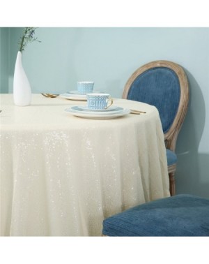 Tablecovers Ivory Sequin Tablecloth 70" Holiday Party Tablecloth Wedding Sweetheart Tablecloth Round Table Linens - Ivory - C...