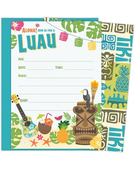 Invitations Luau Party Invitations with Aqua Blue Envelopes for Birthdays- Bridal Showers- Baby Showers- Summer Parties- Rehe...