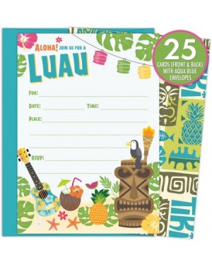 Invitations Luau Party Invitations with Aqua Blue Envelopes for Birthdays- Bridal Showers- Baby Showers- Summer Parties- Rehe...
