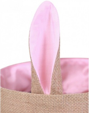 Favors Easter Egg Basket Rabbit Ear Design for Kids Bunny Burlap Bag Pink 2 - Pink 2 - CN1945YQ425 $10.10