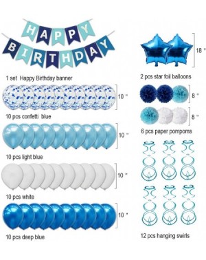 Balloons Birthday Party Decorations for Boy Girl Men Women- Blue Birthday Party Supplies with Happy Birthday Banner- Confetti...