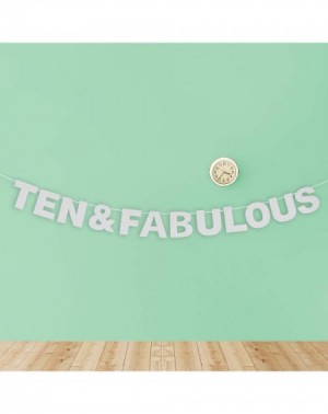 Banners Ten & Fabulous Silver Glitter Birthday Banner Perfect for 10th Birthday Gift Ten Years Old Bday Party Decorations - S...