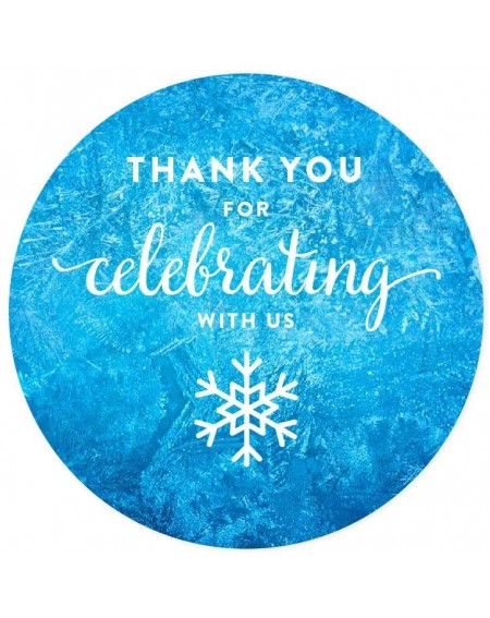 Favors Birthday Round Circle Labels Stickers- Thank You for Celebrating with Us- Frozen Snowflake- 40-Pack- for Gifts and Par...