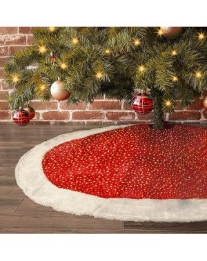 Tree Skirts Christmas Tree Skirt- 48 inches Classic Shining Golden Stars with Plush White Fur Trim Xmas Holiday Decoration- R...