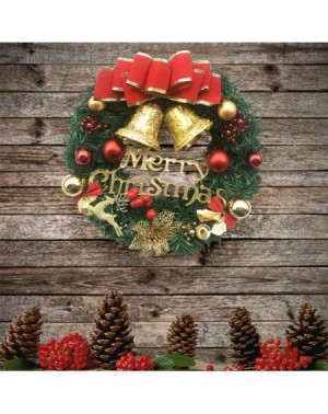 Wreaths Christmas Wreath Merry Christmas Front Door Ornament Wall Artificial Pine Garland for Party Décor 13 Inches - Green -...