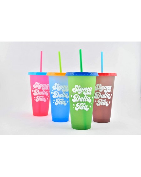 Tableware Sigma Delta Tau - Color Changing Cups - Retro Style (24 Ounce- 4 per pack) - CM19EK5SSN0 $43.41