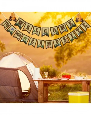Banners & Garlands Camping Party Banner Welcome to Our Campsite Banner Sign House Flag for Camping Party Decorations Happy Re...