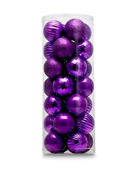 Ornaments 1.57" 28ct shatterproof Christmas Ball Ornaments in 4 Classic finishes for Christmas Tree Decoration (Purple) - Pur...