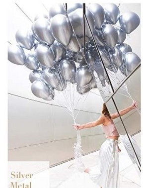 Balloons 3.2g 12Inch 100pcs Metallic Chrome Balloon in Silver for Wedding Birthday Party Decoration (Silver) - CV18IK3HA5A $1...