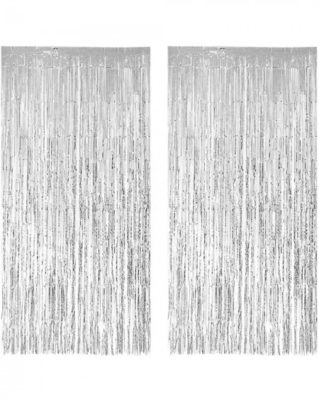 Photobooth Props Foil Fringe Curtains Metallic Tinsel Silver Fringe Curtain Photo Booth Backdrop Curtains Decoration for Chri...
