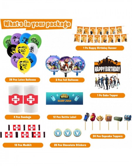 Party Packs Birthday Party Supplies for Game Fans- 98 pcs Video Game Party Supplies- Birthday Party Decorations - Cake Topper...