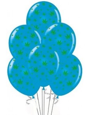 Balloons Marijuana Balloons Party-TEX 11in Premium Blue with All-Over Print Green Marijuana Leaves Pkg/12 - Blue and Black - ...