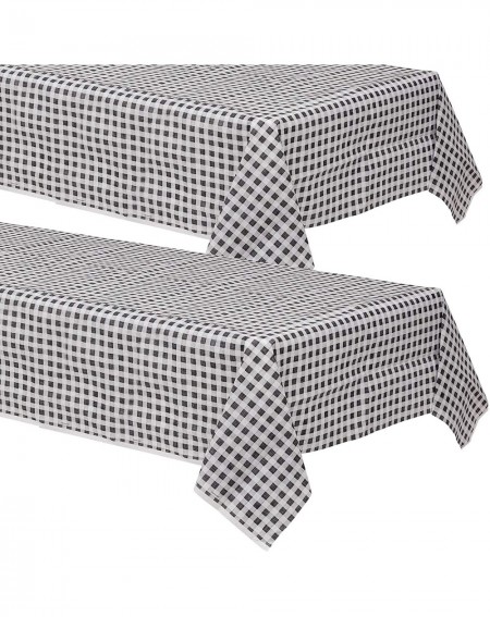 Party Packs Black and White Buffalo Plaid Checkered Harvest Market Paper Table Cover (2 Pack) - Black and White Buffalo Plaid...