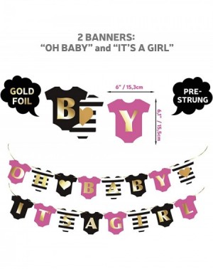 Banners & Garlands Baby Shower Decorations for Girl - Baby Girl Shower Decorations - Hot Pink Black Gold Balloons - It's A Gi...