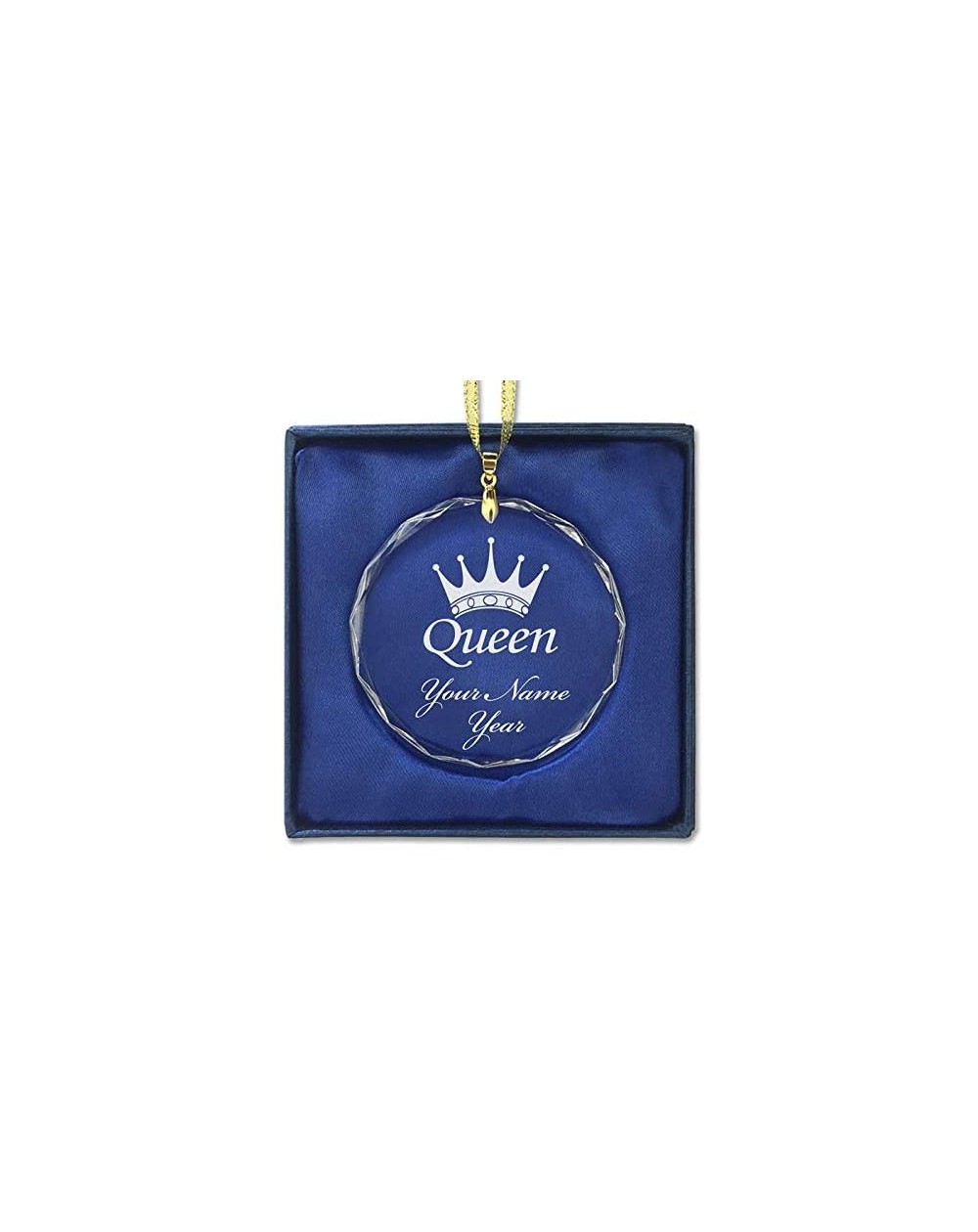 Ornaments Christmas Ornament- Queen Crown- Personalized Engraving Included (Round Shape) - C318Q79K7NN $28.09