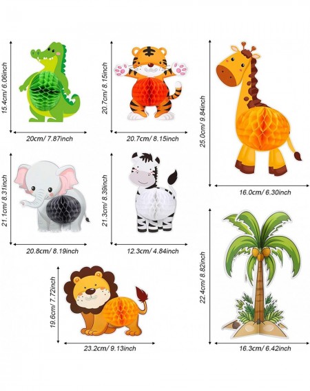 Centerpieces 7 Pieces Jungle Animals Centerpieces Wild Animals Honeycomb Party Supplies 3D Jungle Themed Birthday Decorations...