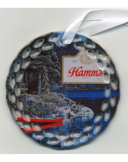 Ornaments Beer Red Canoe on Lake - Porcelain Christmas Ornament - CA18LY02W3H $15.49