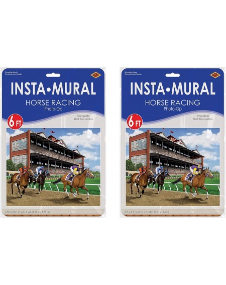 Favors Horse Racing Insta-Mural Photo Op 2 Piece Derby Day Decorations- Sports Party Supplies- Wall Décor- 5' x 6'- Multicolo...