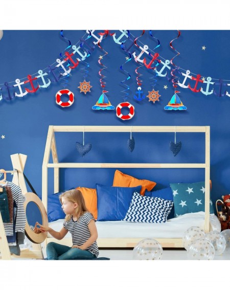 Party Packs 18 Pieces Nautical Party Supplies- Includes Nautical Anchor Garland Nautical Party Themed Hanging Banner and Naut...