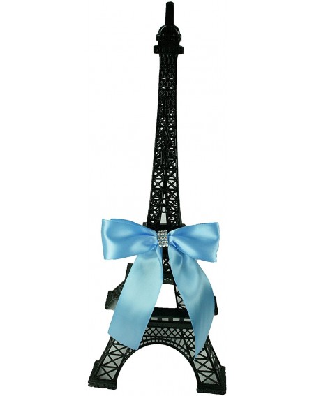 Cake Decorating Supplies 6" Tall Black Metal Eiffel Tower Cake Topper with Satin Bow Designed with Rhinestones Choose Bow Col...