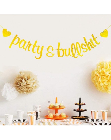 Banners Party & Bullshit Banner- Birthday Bachelorette Party Decorations- Bubbly Bar- Gold Glitter - C5197NK5YMG $9.71