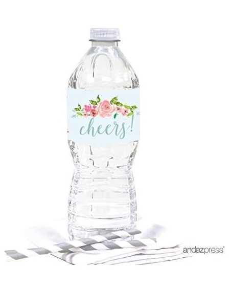 Favors Pink Roses English Tea Party Tea Party Wedding Collection- Water Bottle Labels- 20-Pack - Labels Water Bottle - CA183N...
