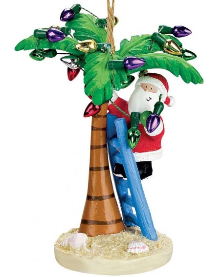 Ornaments Coastal Santa Decorating Tropical Island Palm Tree Christmas Ornament - Multi Color - CF112NKBXHB $8.97