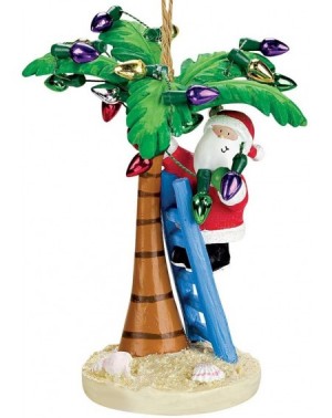 Ornaments Coastal Santa Decorating Tropical Island Palm Tree Christmas Ornament - Multi Color - CF112NKBXHB $8.97