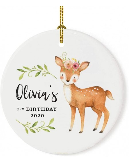 Ornaments Personalized Name Round Ceramic Porcelain Christmas Tree Ornament Girl's Kid's Keepsake Collectible Gift- Olivia's ...